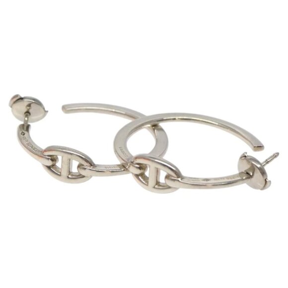 HERMES Hoop Earring Shane Duncle Ag925 Silver Auth PP599M - Picture 1 of 9